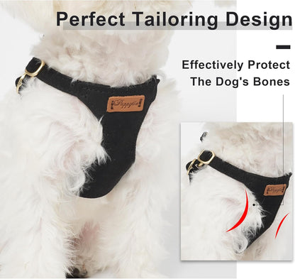 Puppytie No Pull xs Dog Harness with Multifunction Dog Leash,Soft Adjustable No Choke Escape Proof Pet Harness Vest,Black,XS