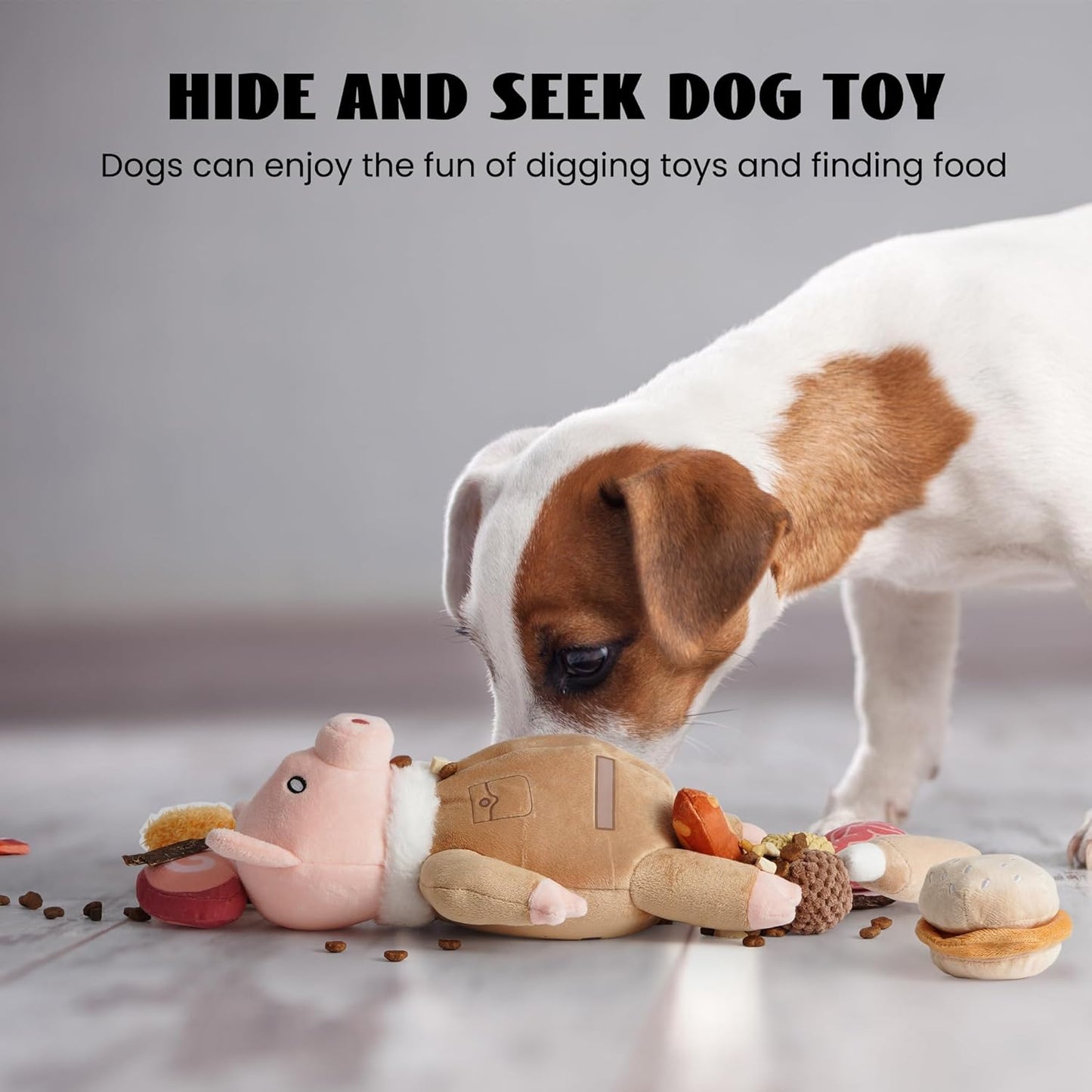 Nocciola Stuffed Pig Dog Toys: Funny Squeaky Crinkle Dog Chew Toys for Small Medium Breed, Plush Puzzle Cognitive Training Pet Enrichment Supplies, Burrow Hide Seek Mental Stimulation Anxiety Relief