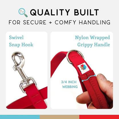 Wildebeest Funston Waterproof Dog Leash - Heavy Duty 4ft Long Leash for Small, Medium and Large Dogs - 1000D Nylon Scratch & Stink-Resistant & Pill-Free - Nylon Wrap Handle 3/4" Wide, 4 ft Length