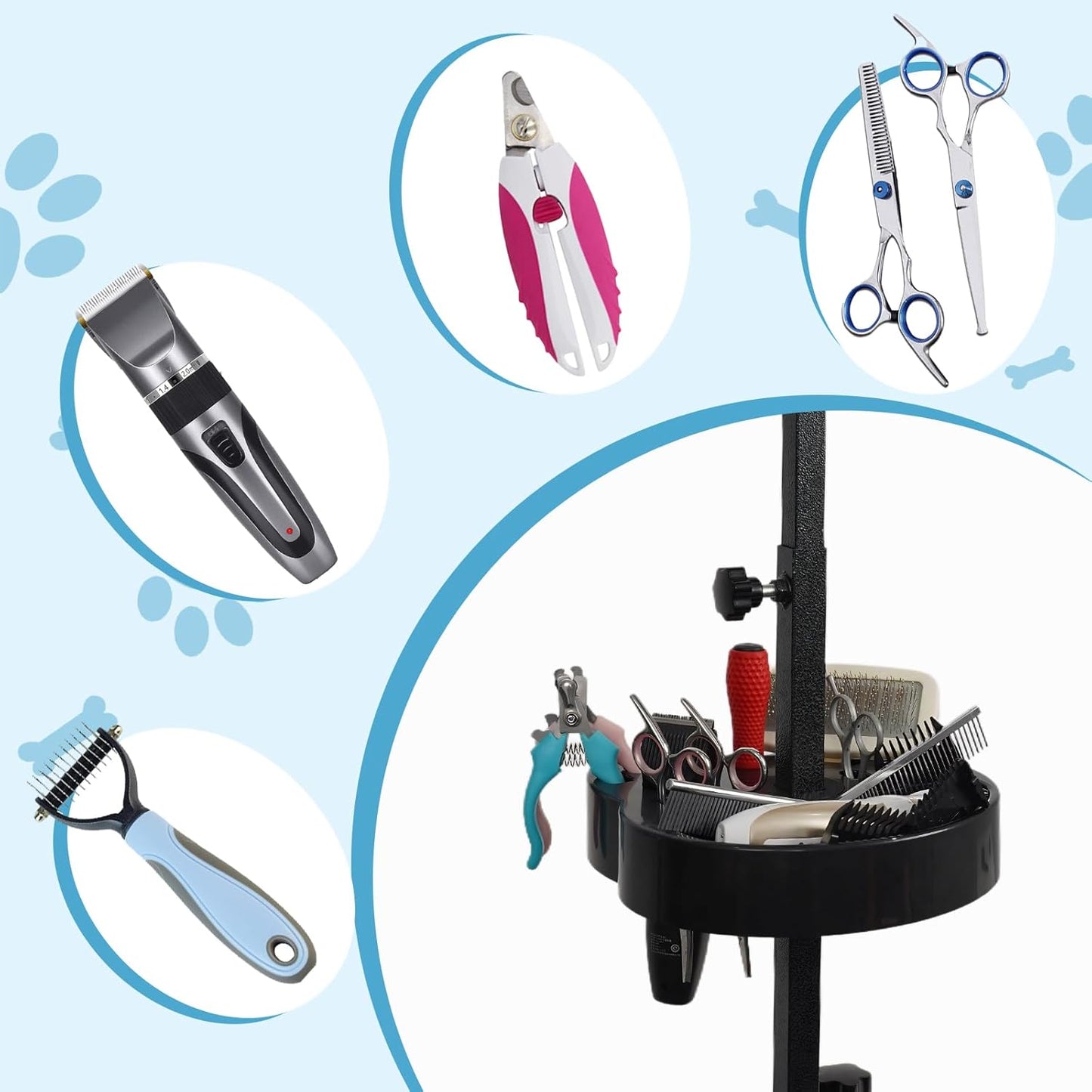 Dog Grooming Organizer – Adjustable Beauty Tools Organizer & Pet Grooming Storage Rack for Scissors, Brushes & Accessories