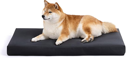 Cybarmour Chew Proof Dog Bed - Orthopedic Indestructible Dog Crate Pad - Outdoor Waterproof Kennel Mat for Aggressive Chewers - Medium Breeds & Fits 30-Inch Crate - 29"x18", Black