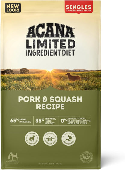 ACANA Singles Limited Ingredient Grain Free High Protein Dry Dog Food Pork & Squash Recipe 22.5lb Bag