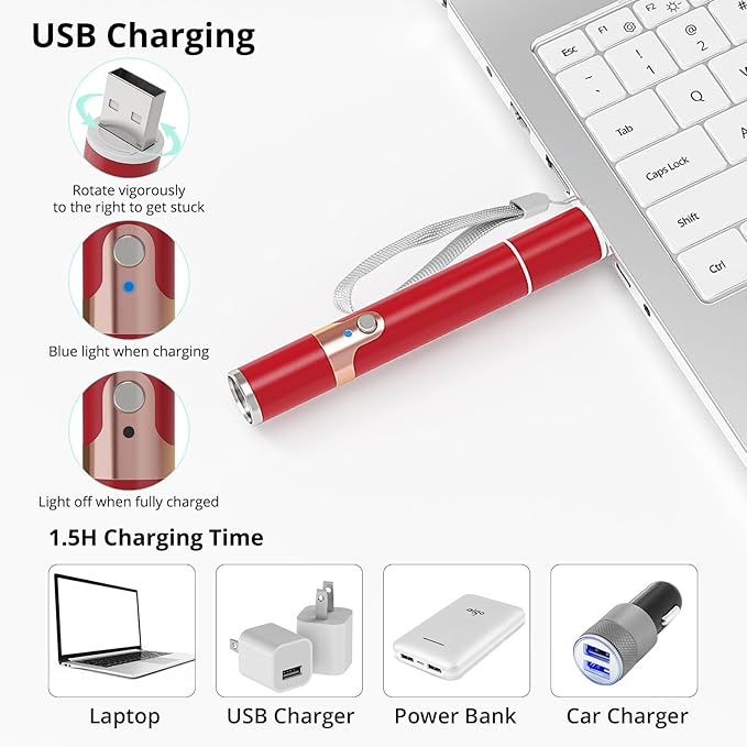 TBTeek Cat Toys for Indoor Cats, 2 Pieces, Rechargeable, 7 Adjustable Patterns, Interactive Kitten Pet Dog Chase Toy for Cats Fun Playing Exercise（Red）