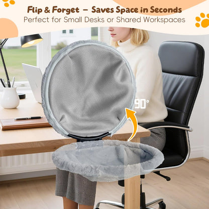 L&W BROS.Cat Desk Bed – Supports Up to 50 lbs, Removable Machine-Washable Plush Cover, Comfortable Cat Perch for Indoor, Space-Saving Foldable Design Cat Bed for Gaming Desks, Home Office