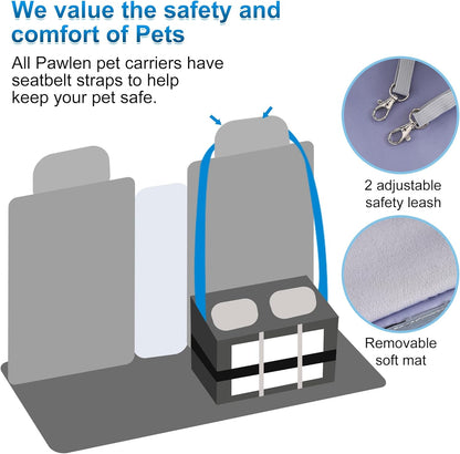 Large Cat Carrier for 2 Cats with Removable Soft Pad(43.3 x 17 x13Inches), Collapsible&Expandable Pet Carrier for Large Cats and Small Dogs 35 LBS,Breathable Mesh Top,Safety Harness