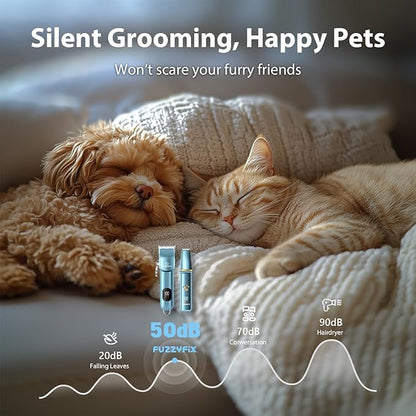 Dog Grooming Kit, Dog Clippers for Grooming for Thick Curly Coats, Professional Pet Hair Shaver Paw Trimmer Cordless Rechargeable Low Noise for Dogs Cats Animals Face Ear