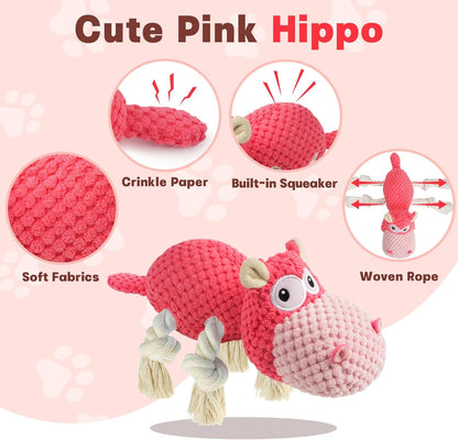 Squeaky Dog Toy - Plush Interactive Chew Toy for Large, Medium and Small Dogs, Keeps Them Busy (Pink, Medium)