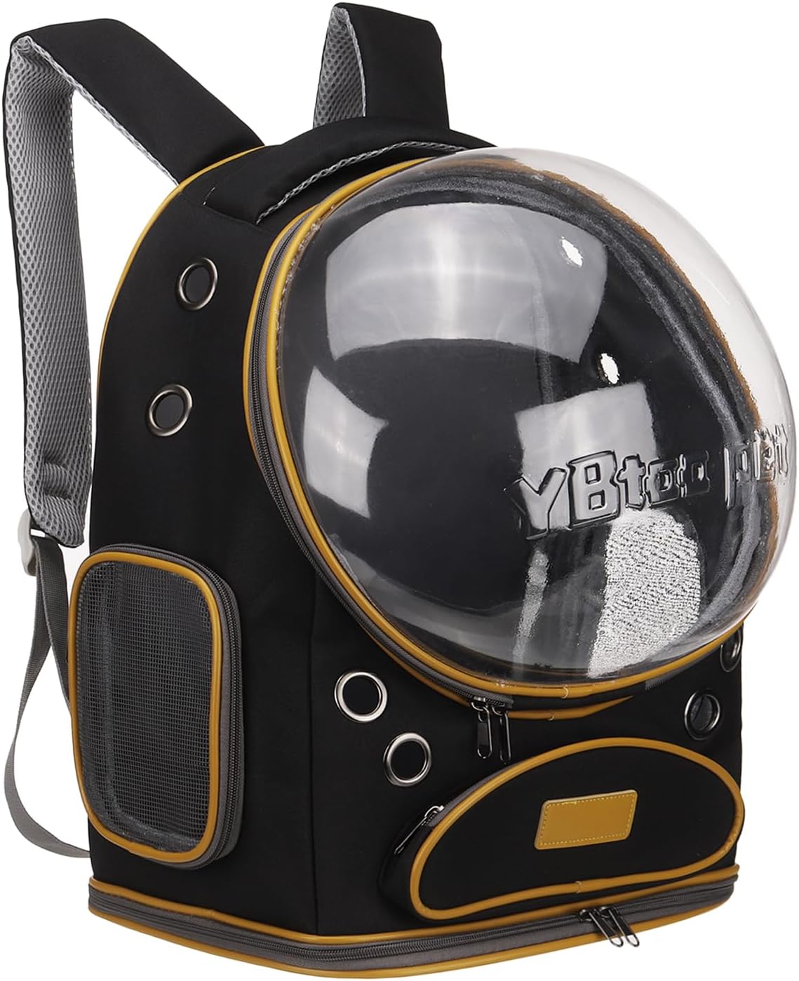 Pet Backpack Carrier, Portable and Ventilated, Oxford Cloth, Dog Cat Travel Bag with Transparent Cover 12.6", (Black, 1 Pcs), Intended for Hiking/Camping/Traveling