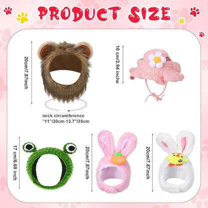 Weewooday 5 Pieces Cat Costume Halloween Bunny Hat Outfit with Ears Funny Cat Hat and Small Dogs Kitten Puppy Party Christmas Easter Costume Accessory Headwear(Chic Style)