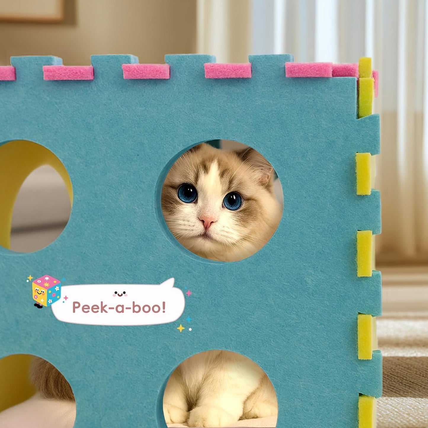 Cat Houses with 40 Cat Toys for Indoor Cats, Cute Cat Bed Cave for Multiple Large Cats, Kitten Toys for Indoor Kittens, 17 Inches