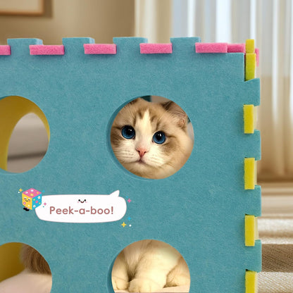 Cat Houses with 40 Cat Toys for Indoor Cats, Cute Cat Bed Cave for Multiple Large Cats, Kitten Toys for Indoor Kittens, 17 Inches