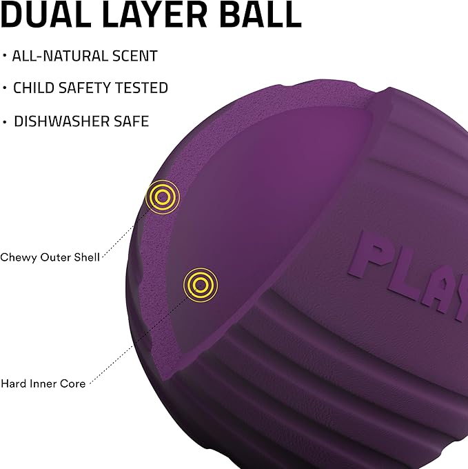 Playology Dog Toys | Dual Layer Ball Durable Chew Toy for Aggressive Chewers | Jumbo Bacon Scented Toy - Easy to Clean and Made from Non Toxic Materials