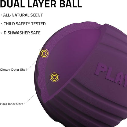 Playology Dog Toys | Dual Layer Ball Durable Chew Toy for Aggressive Chewers | Medium Bacon Scented Toy - Easy to Clean and Made from Non Toxic Materials