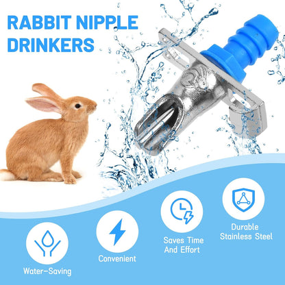 Automatic Rabbit Watering System,Rabbit Waterer Kits-Includes 66 ft 5/16’’Hose,30 PCS Drinking Nipple,Hole Opener,Barb Fittings to G1/2’’Thread Connectors,T-Fittings,Springs,Gaskets