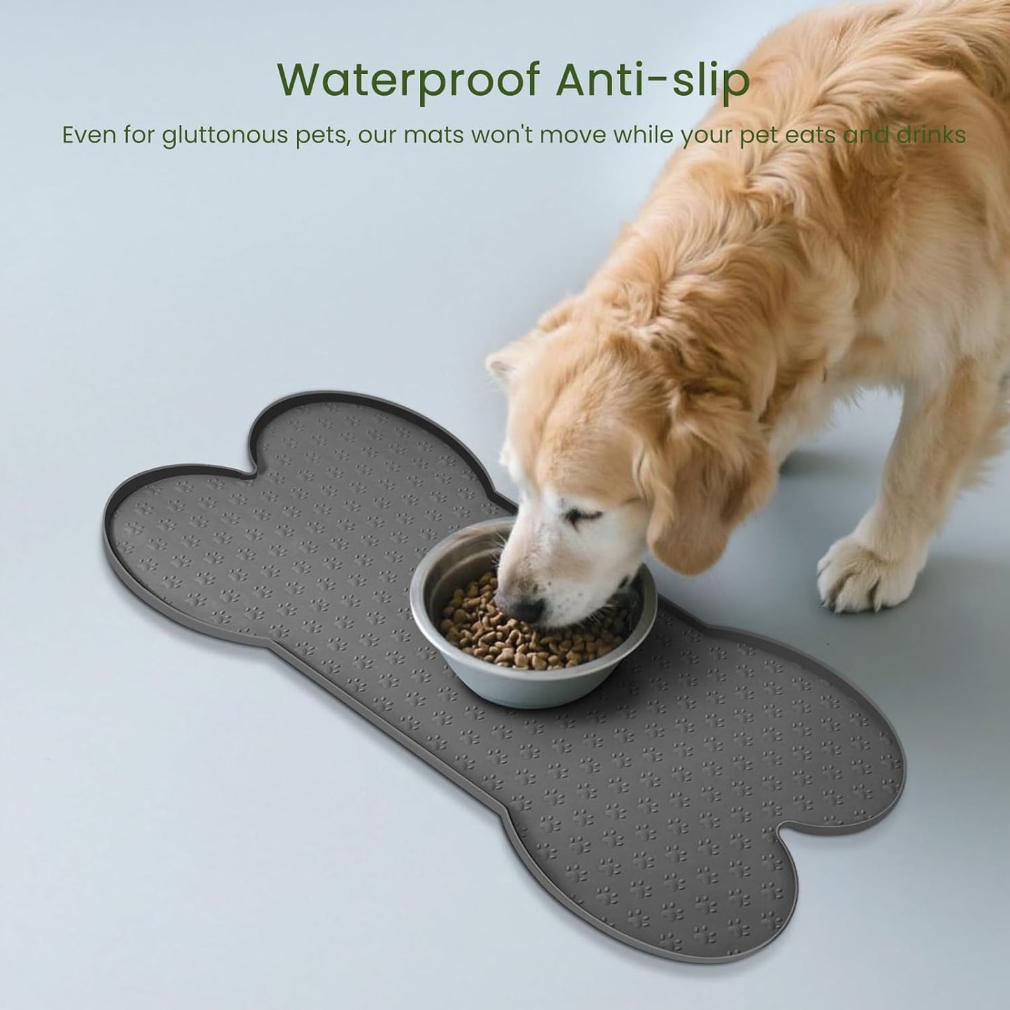 Dog Food Mat Anti-Slip Silicone Dog Bowl Mat Thicker Pet Placemat Waterproof Cat Feeder Pad with Raised Edge Puppy Kitten Feeding Mats Suitable Small Medium-Sized Dogs Cats Eating Tray