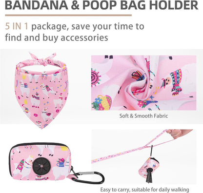 PUPTECK Adjustable Dog Harness Collar and Leash Set, Step in No Pull Pet Harness for Small Medium Dogs Puppy Cats Outdoor Walking, Soft Mesh Padded Reflective Vest Harnesses, Light Pink Alpaca, S