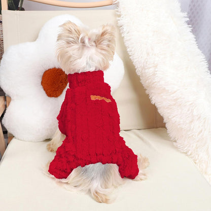 Dog Sweater for Small Dogs, XXS Dog Sweaters Turtleneck Doggie Pajamas Jumpsuits, Small Doggy Clothes Girl Boy, Cold Weather Puppy Onesie Outfits Yorkie Chihuahua Apparel,Red, M
