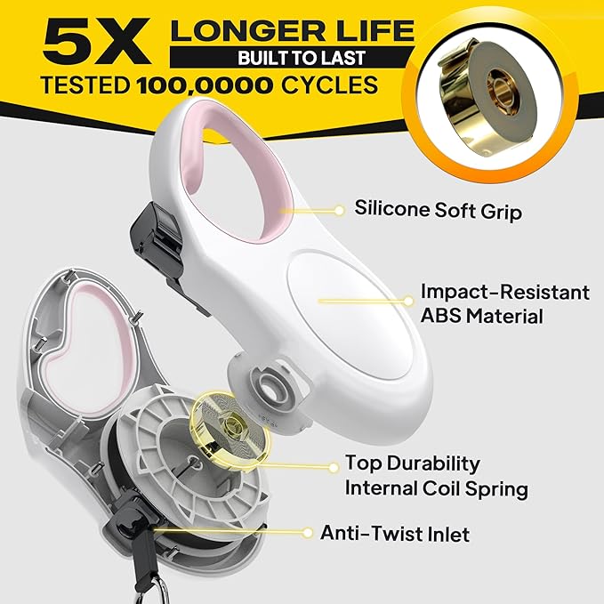 Fida Retractable Dog Leash X-Small Breed, 10 ft Durable Pet Walking Leash for Extra Small Dogs/Cats/Small Animals up to 18 lbs, 360° Tangle Free, White