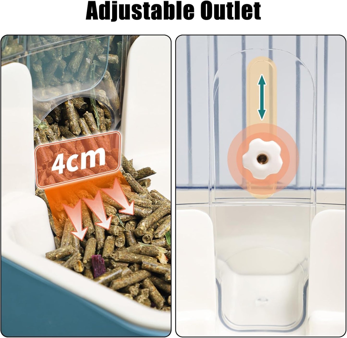 Hanging Automatic Food Dispenser, 27oz Large Capacity Hanging Pet Cage Feeder for Rabbit Bird Chinchilla Hedgehog Guinea Pig Ferret Kitty Puppy (Blue)