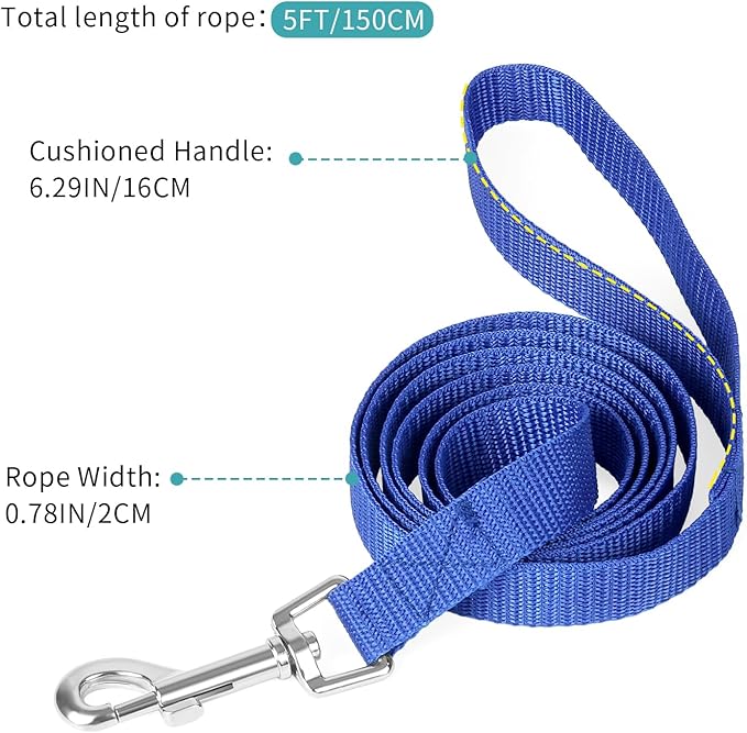 Hypeety Pet Dog Training Leash Strong Durable Nylon Lead, Traction Rope, 5 Feet Long for Puppy Kitty Rabbit Training or Walk 3 Pack Set