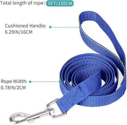 Hypeety Pet Dog Training Leash Strong Durable Nylon Lead, Traction Rope, 5 Feet Long for Puppy Kitty Rabbit Training or Walk 3 Pack Set