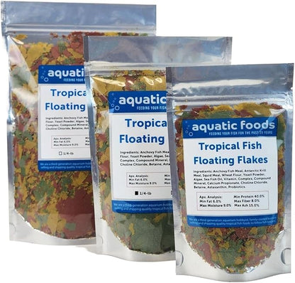 Aquatic Foods Inc. Tropical Fish Flakes, Mix of Krill, Color Enhancing, Spirulina Flakes for Cichlids, Angels, Tetras, Guppies. 12-Type Pellet Mix & 4-Type Wafers Included...WL 2 x 1/2-lb Foil Bag