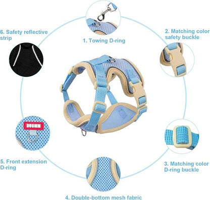 wanheart Cat Harness and Leash Set Escape-Proof Adjustable cat Leash and Harness Combo Suitable for All cat Breeds (Blue, L)