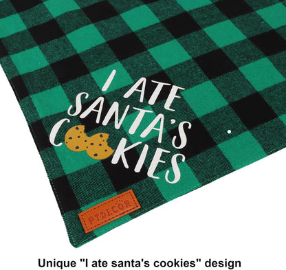 PTDECOR 2 Pack Dog Christmas Bandanas, Classic Red Green Plaid Pet Scarf Triangle Bibs Kerchief Christmas Bandanas for Small Dogs Pets (Small)