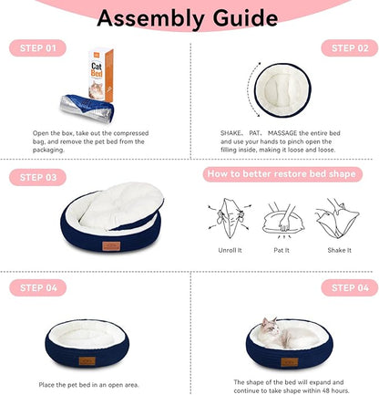 30in Dog Bed Sofa for Small/Medium/Large Dogs, Machine Washable Supportive Foam Pet Couch with Washable Removable Mat and Non-Slip Bottom, Pet Cuddler for Indoor/Outdoor/Car/Cage, Navy Blue