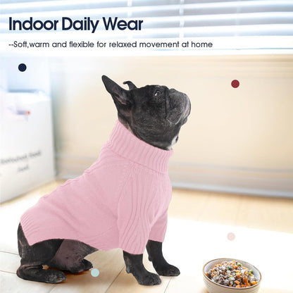 IECOii Extra Large Dog Sweater 4XL,Thermal Warm Dog Sweaters for Giant Breed Dogs,Turtleneck Knitted Knitwear for Pet Winter,Stretchy&Easy On Doggy Sweatshirt for Doberman,Great Dane(Pink,XXXXL)