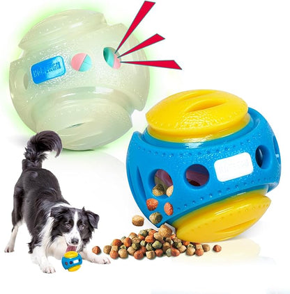 2 Pack Giggle Ball for Dogs, Interactive Dog Toys for Treat Dispensing, Glow Ball Durable Puppy Toys to Keep Them Busy, Multifunctional Dog Toys for Teething/Slow Feeder/IQ Training/Playing