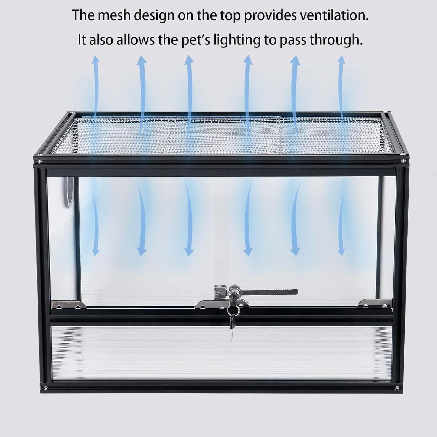 27 Gallon Bearded Dragon Tank, 24"x16"x16" Reptile Terrarium, Small Reptile Enclosure with Aluminum Frame, Mesh Top, Sliding Lock Doors