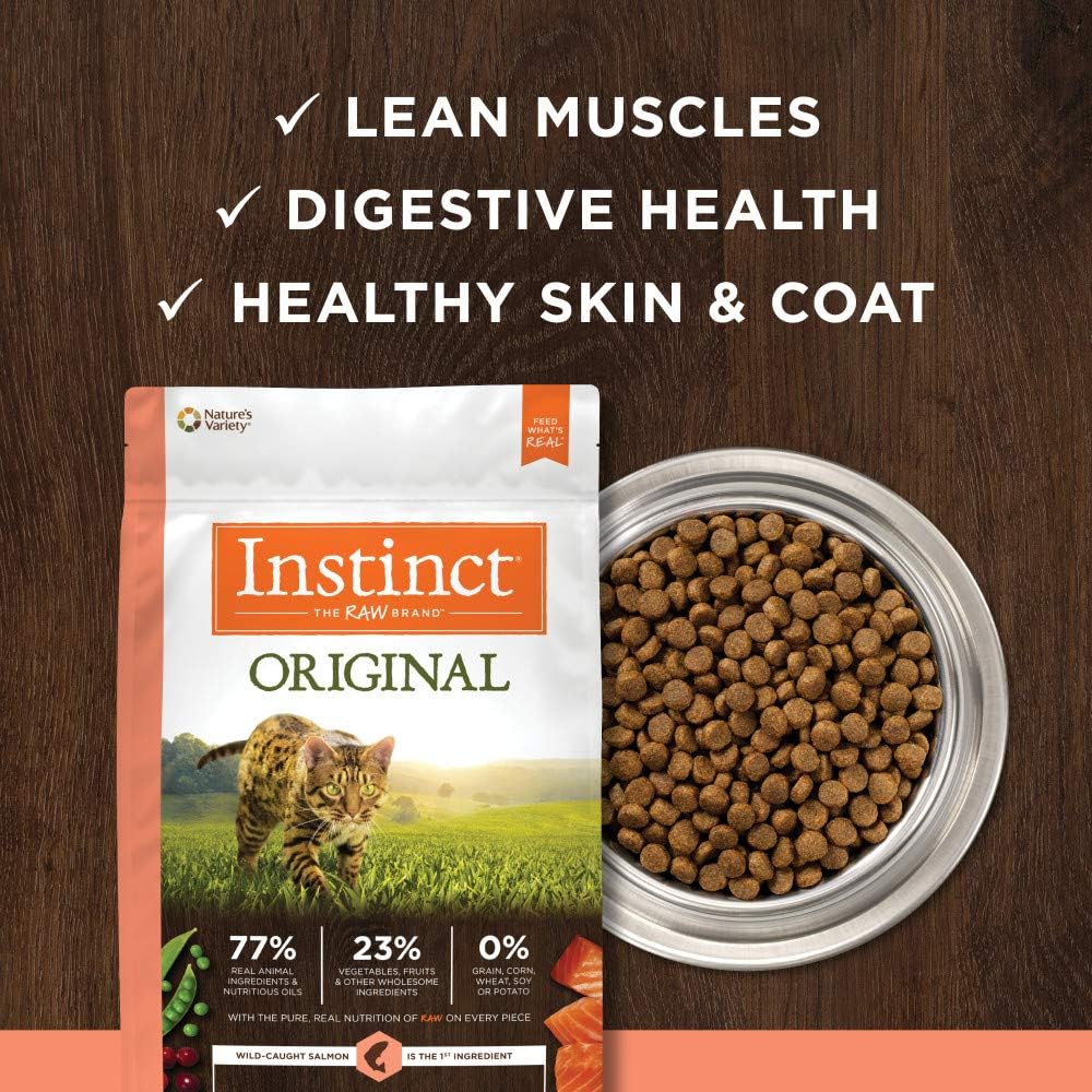 Instinct Original Dry Cat Food, Raw Coated Kibble, High Protein, Grain Free Recipe - Real Salmon, 10 lb. Bag