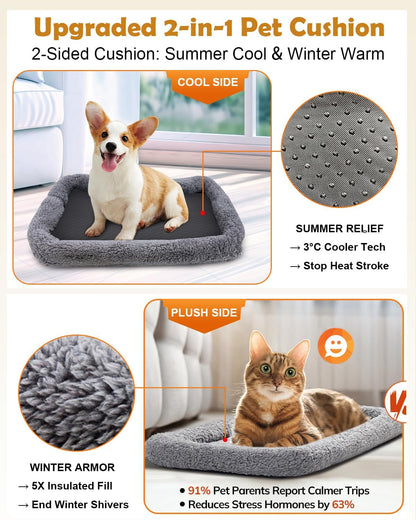 Morpilot Cat Carrier - Cat Carrier Soft for Medium or Large Cats up to 20lbs, with Dual-Sided Cushion, Secure Buckle and Foldable Bowl, Dog Carriers for Small Dogs - Pet Carrier (Dark Gray)