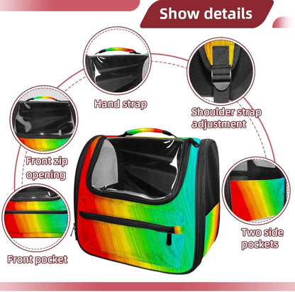 Rainbow Pet Travel Carrier | Ventilated Comfortable Design with Safety Features | Ideal for Small to Medium Sized Pets Cats, Dogs etc