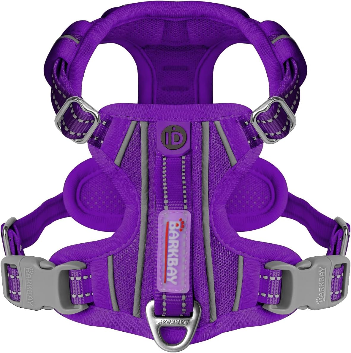 BARKBAY Dog Harness No Pull with ID Tag Pocket - Heavy Duty, Reflective, Easy Control for Large Dogs(Purple,XS)