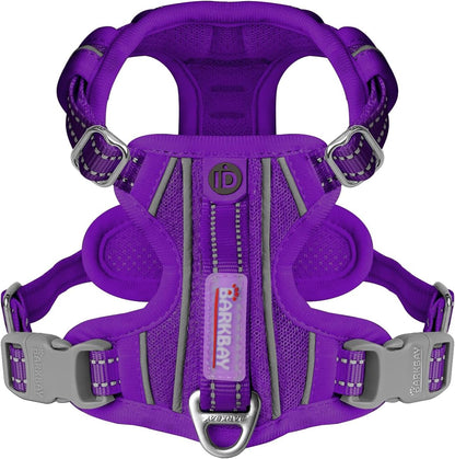 BARKBAY Dog Harness No Pull with ID Tag Pocket - Heavy Duty, Reflective, Easy Control for Large Dogs(Purple,XS)