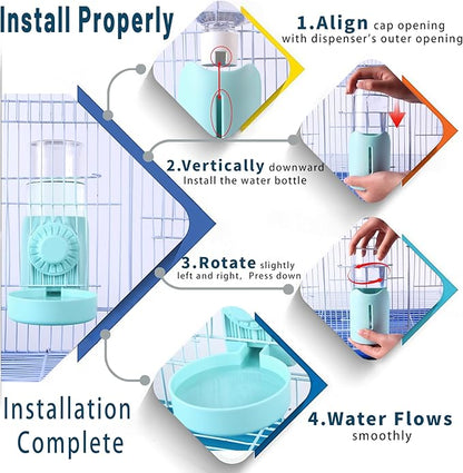 Automatic Bird Water Dispenser, No Mess Bird Feeder for Cage,Parakeet Cage Accessories Feeder and Waterer for Parrots Cockatiel Canary Budgies Finches (Cage Feeding Door Size Over 3.15 * 3.15 inch)