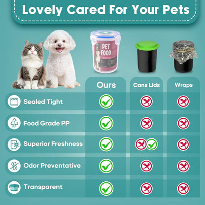 Canned Cat Food Storage Lids,Reusable Airtight Can Cover Pet Food Sealer - Keeps Dog Food Storage Container Food Fresh, Cat Food Container Eliminates Odor, Easy To Use With SUS 304 Spoon,Can Opener