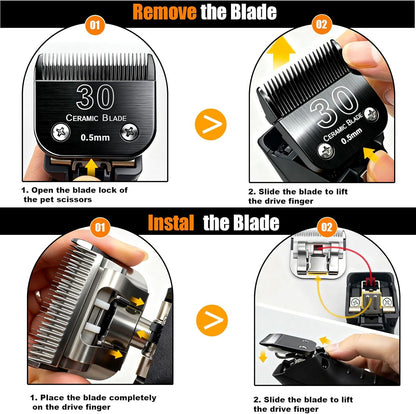 Dog Grooming Clipper Blades Replacement Compatible with Andis Dog Clippers,Most OsterA5, Wahl KM Series Pet Clippers (Black(30))