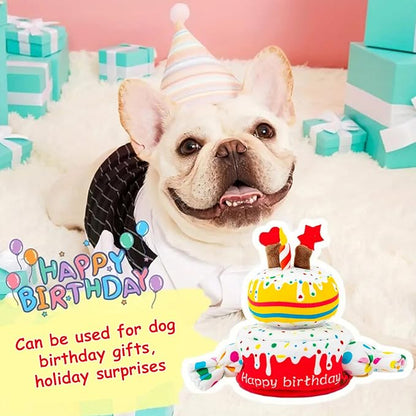 Hollypet Hide and Seek Squeaky Dog Toy, Designed Interactive Puzzle Plush Stuffed Puppy Toys，Cake