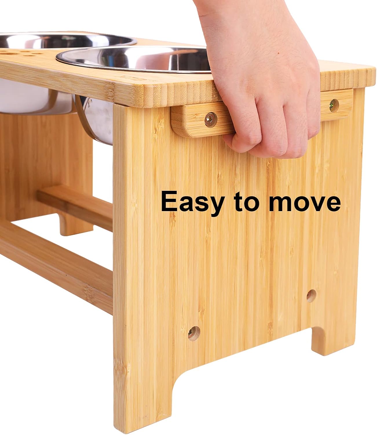 HTB Elevated Dog Bowls,Raised Dog Bowl Stand with 2 Stainless Steel Bowls,Elevated Raised Dog Bowls for Large Medium Small Sized Dogs