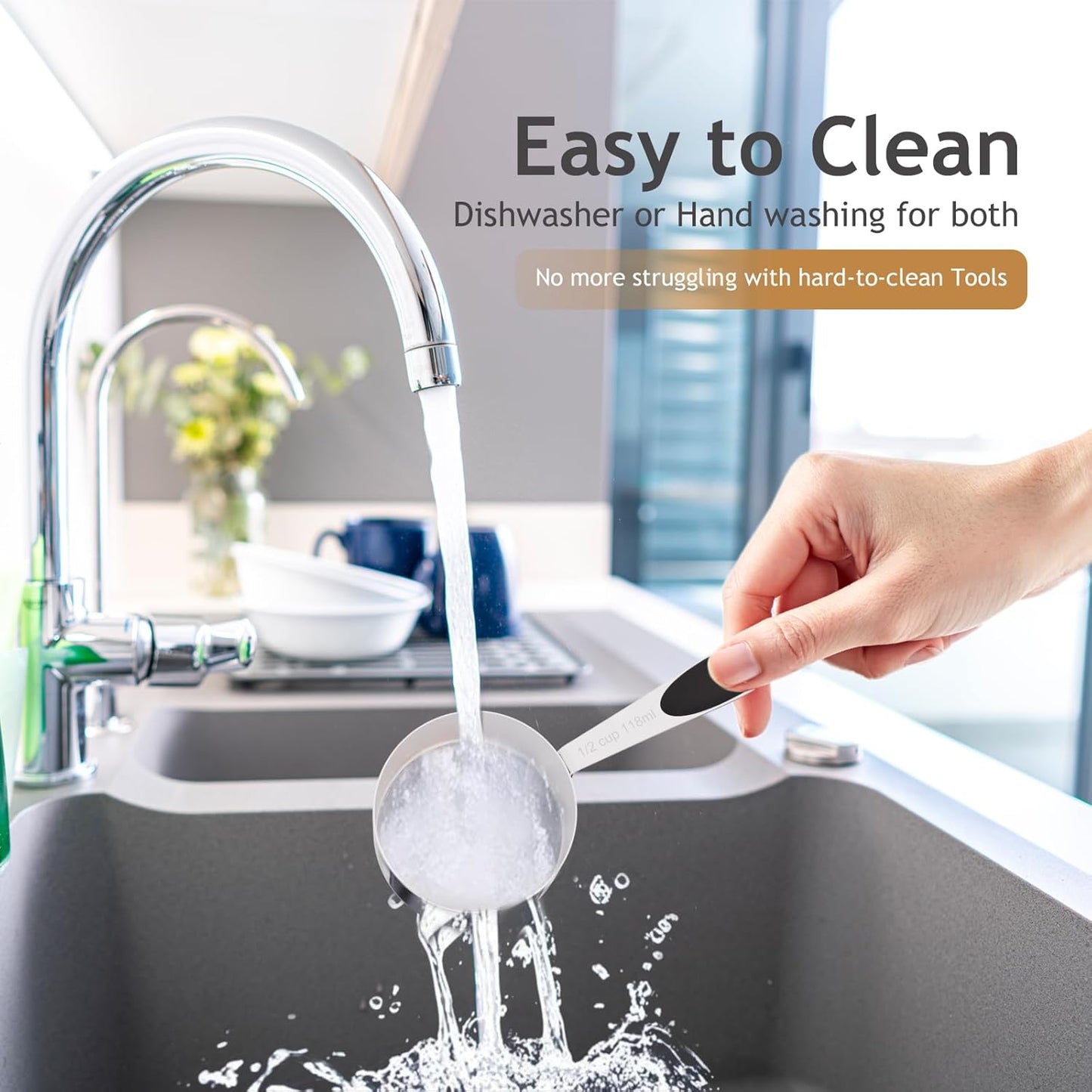 1PCS 1/3CUP(79ml) Dog Cat Food Scoop, Stainless Steel Measuring Cup, Metal Pet Scooper with Inner Precision Scale Measurement