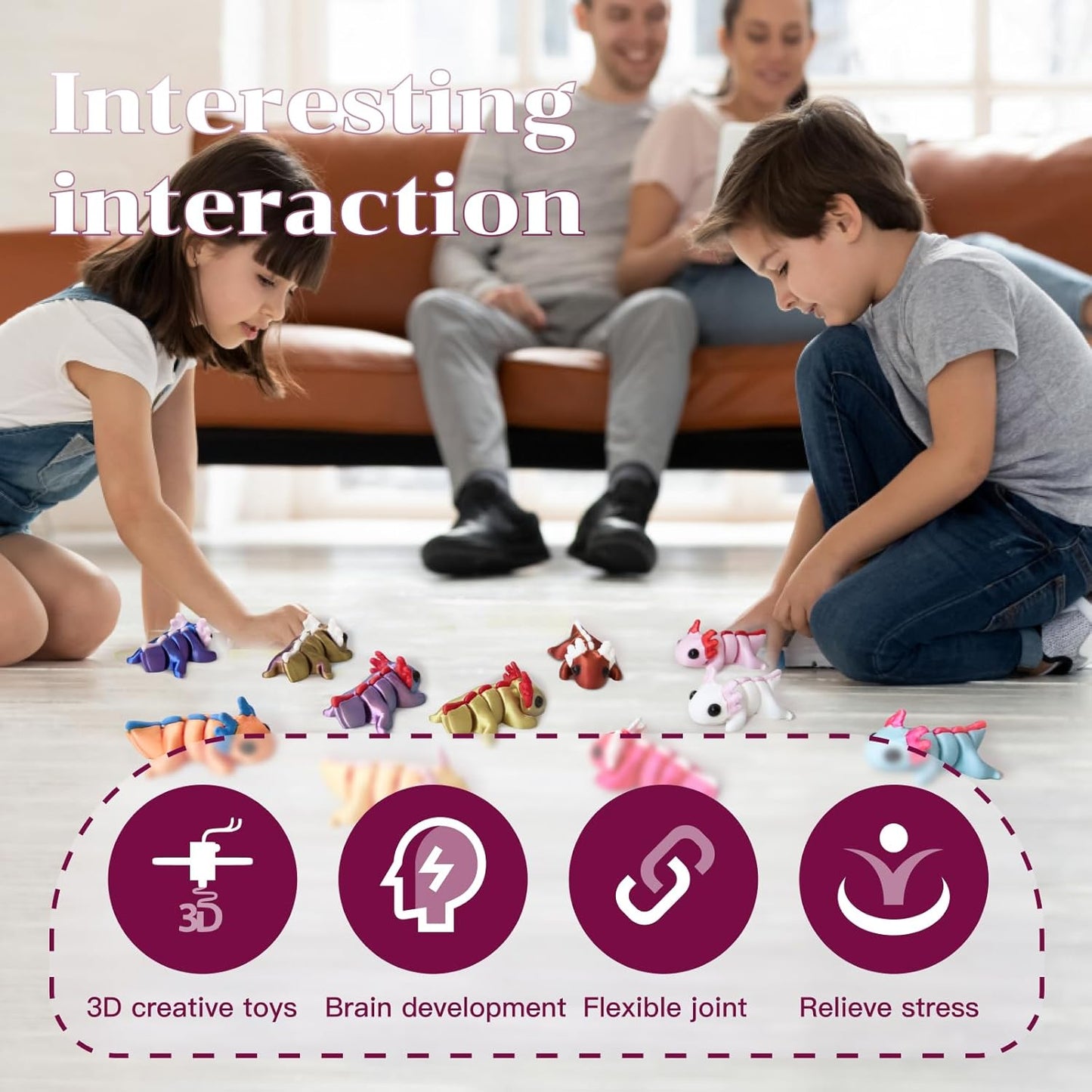 Mini 3D Printed Dragon Egg and 3D Printed Fidget Animals，Toy Fidget Bulk，Animal Miniature Figurines，Mini Egg Fillers，Teen Carnival Prizes (12pcs anmals)