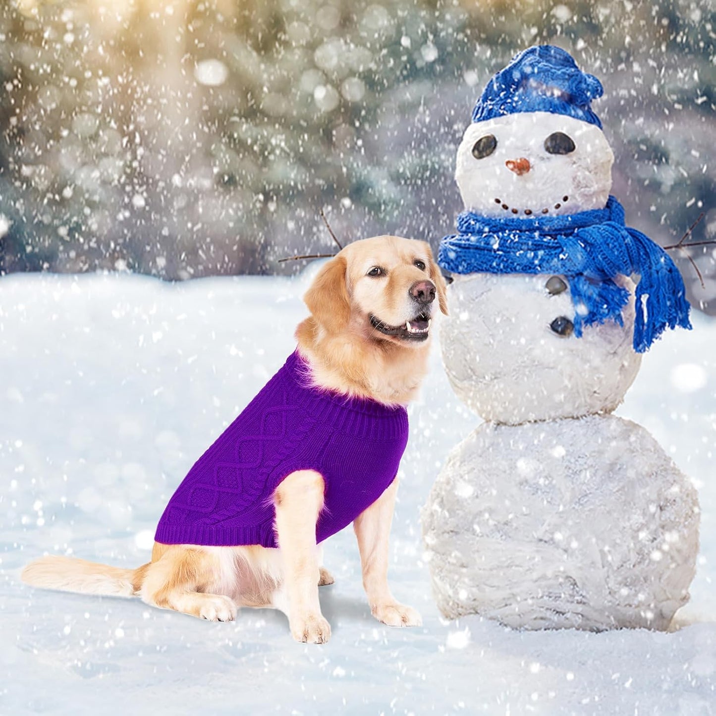 BINGPET Thermal Knitted Dog Sweater for Small Medium Large Dogs,Winter Puppy Cat Coat Warm Sweartershirts Outfits,Classic Cable Knit Turtleneck Pullover Dog Jumper Coat Warm Sweartershirts