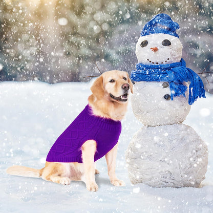 BINGPET Thermal Knitted Dog Sweater for Small Medium Large Dogs,Winter Puppy Cat Coat Warm Sweartershirts Outfits,Classic Cable Knit Turtleneck Pullover Dog Jumper Coat Warm Sweartershirts