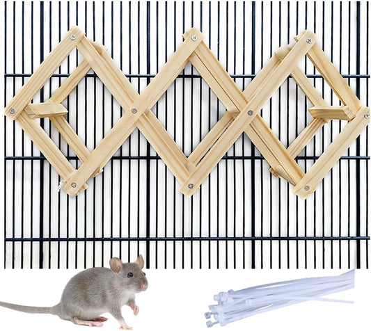 Wooden Rat Climbing Toys for Pet Rats - Natural Cage Accessories,Climbing Ladder,Hanging Enrichment Toys for Fancy Rats,Fun & Safe Play & Chew Activities,S