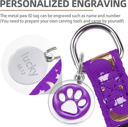 PUPTECK No Pull Dog Harness Soft Adjustable Basic Nylon Step in Puppy Vest Outdoor Walking with ID Tag, Moon Star Purple, S