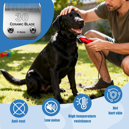 Dog Grooming Replacement Blades Compatible with Andis Dog Clipper, Dog Clipper Blades Compatible with Oster A5,Wahl KM-10 Series Dog Clipper,#30 Blades (0.5mm)