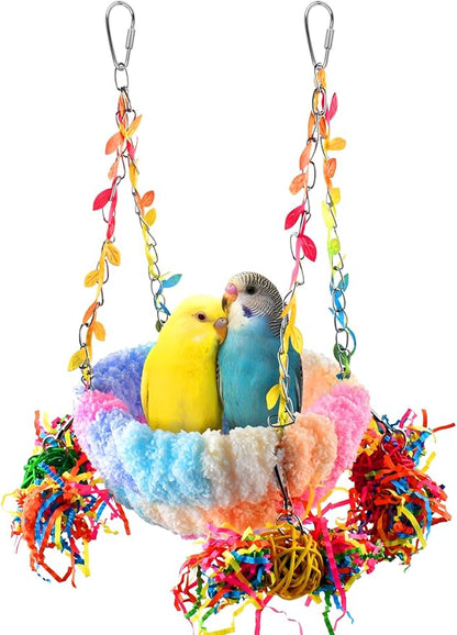KATUMO Parakeet Nest, Parrot Breeding Bed Conure Snuggle Nest Cockatiel Swing Bed for Small Pets, Size Large